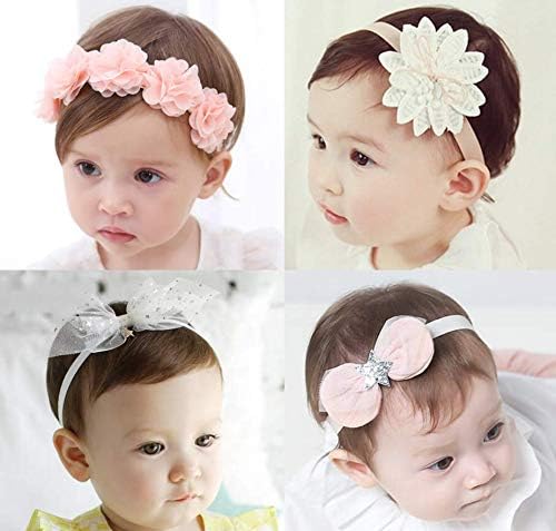 Amazon Co Jp ミネカジャパン ミネカ ベビーヘアバンド 女の子 ヘアアクセサリ カチューシャ 赤ちゃん ヘアリボン ゴム かみどめ かみかざり 子供 出産祝い 4点セット ベビー マタニティ