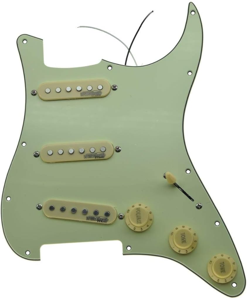 KAISH Mint Green Loaded Electric Guitar Pickguard Prewired Pickguard with Wilkinson Pickups for USA/Mexico FD Stratocaster