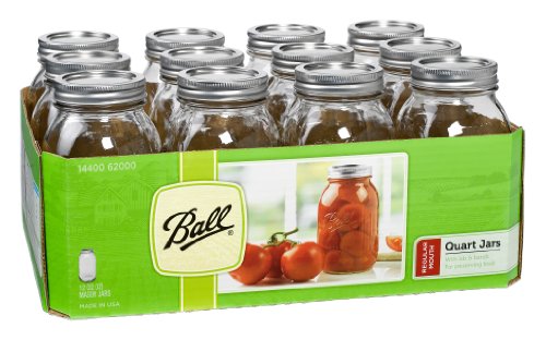 Ball Regular Quart Jars with Lids and Bands, Set of 12