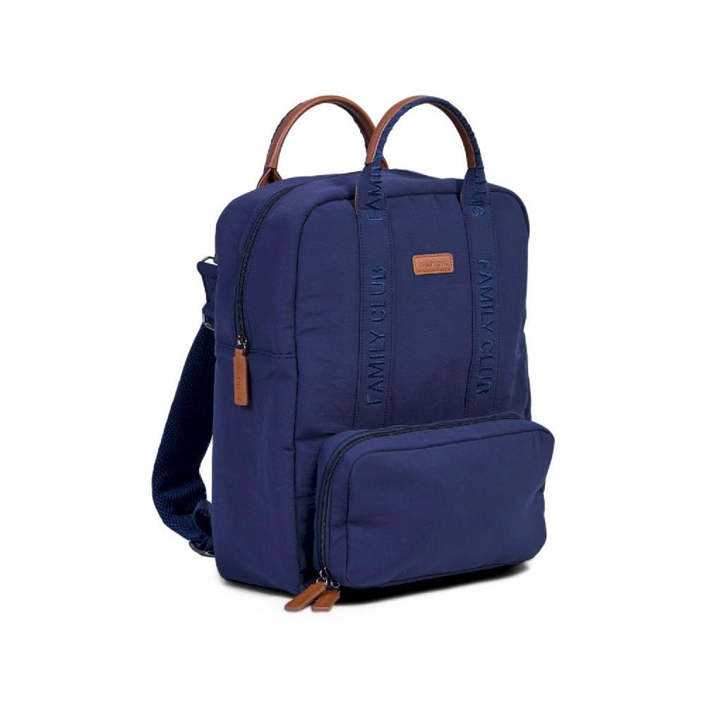 CHILDHOME, Plecak na pieluchy Family Bag, duża pojemność, wielofunkcyjny, mata do przewijania w zestawie, 11 przegródek, izolowane kieszenie, walizka na kółkach, wieszak na wózek, 20,5 l, granatowy