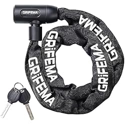 Piton Para Patinete Electrico GRIFEMA GA1201-12 Candado de Bicicleta Antirrobo con Llave, Candado de Cadena para Bicicletas, Motos, Scooters, 120cm, Negro