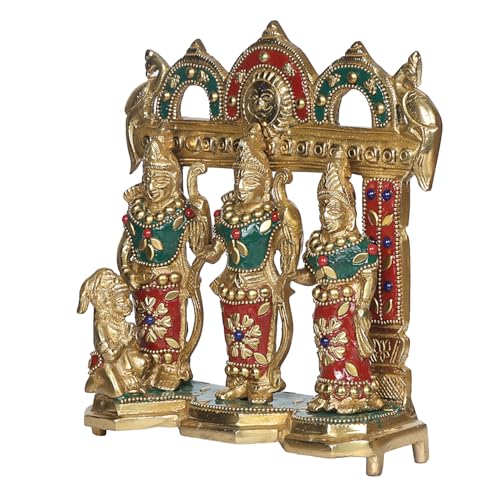 Image of ARTVARKO Ram Darbar Multicolor Brass Statue Shree Ram Ji Sita Laxman Hanuman Home Decor Puja Bhagwan Idol Murti for Mandir Temple 7.5 Inches (Multicolor)