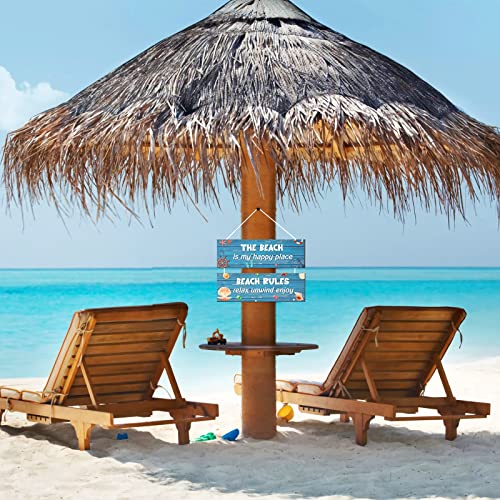 Wooden Beach Sign Ocean Theme Wooden Wall Decor The Beach is My Happy Place Beach Rules Sign Wall Art for Home Swimming Pool River Beach Farmhouse Garden Outdoor Funny Wall Decor - Image 7