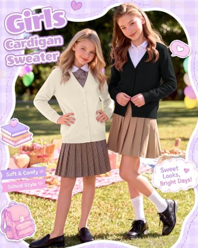 2 Pack Girls' Cardigan Kids School Uniform Sweaters — 사진 2