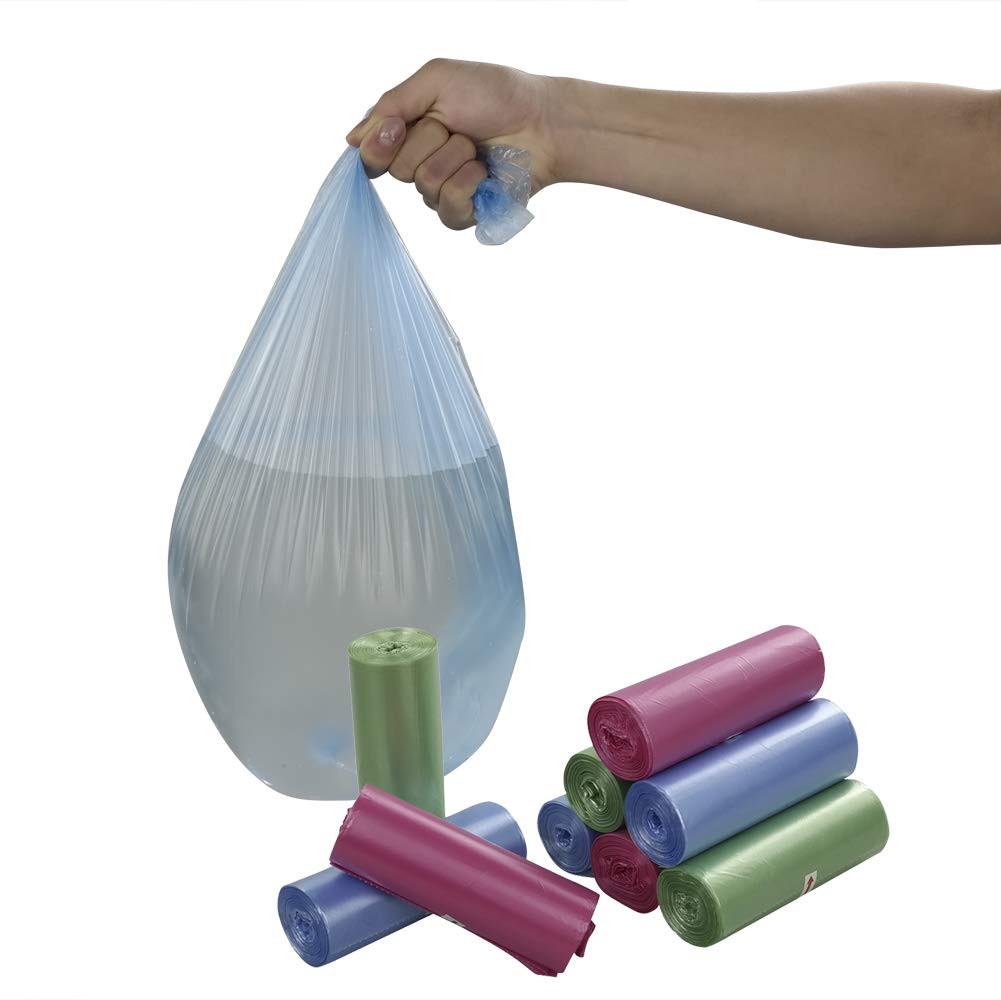 Bolsa de la Basura Sacos de Basura Bolsas de Basura, Color Azul, Verde y Rosa, 25 L, 180 Cuentas