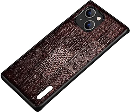 Étui iPhone 14 Plus Mahjong antichoc : housse arrière en cuir marron ultra résistante