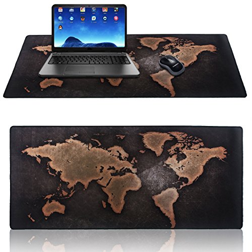 Alfombrilla raton ,World Map Alfombrilla de rat¨®n Gaming XXL 900x400mm Desk Mat ,Naturaleza Base antideslizante de goma