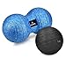 Navaris Set 1x Palla doppia 1x Pallina da massaggio - Peanut Massage Ball e Sfera singola - Palle automassaggio Trigger Point Sfere Lacrosse - nero/blu