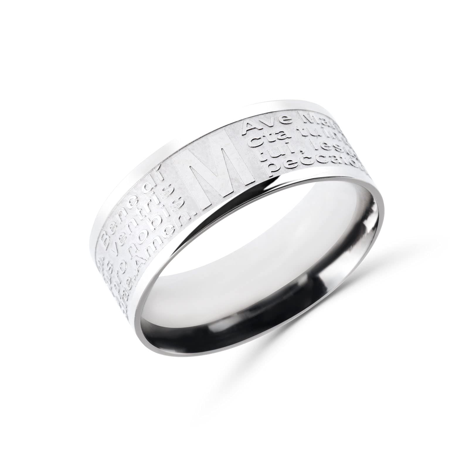 Anello Ave Maria Donna Uomo Acciaio 316L -
