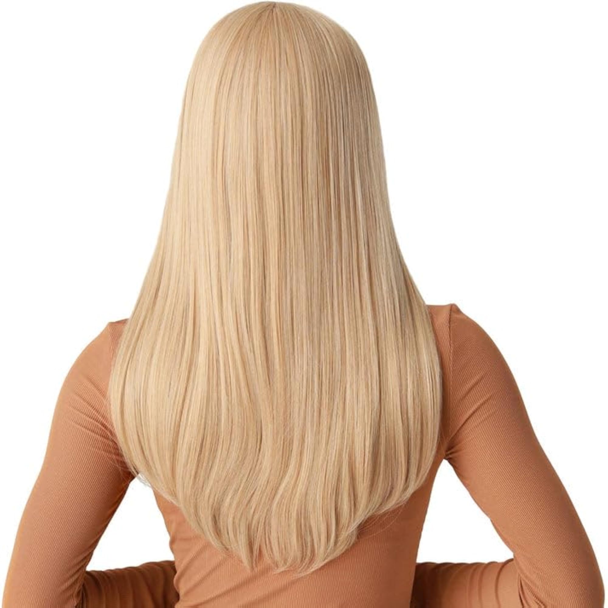 Long Straight Blonde Wig with Bangs for Women