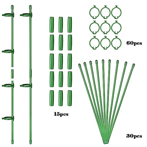 30 Stks Plant Ondersteuning Stakes Met 60 Clips Verstelbare Tomaat Pioen Ondersteuning Frame Ring Kooi Houder, Plant Ondersteuning Voor Tuin Bloem Monstera Hortensia's Groenten - Afbeelding 6