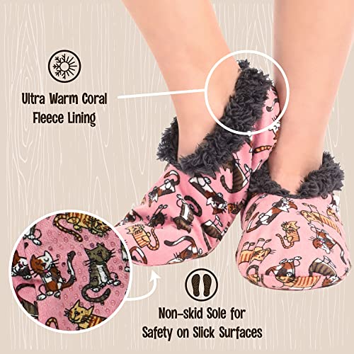 Lazy One Fuzzy Feet Slippers For Women, Cute Fleece-Lined House Slippers, Cat Nap, Non-Skid #TOP4