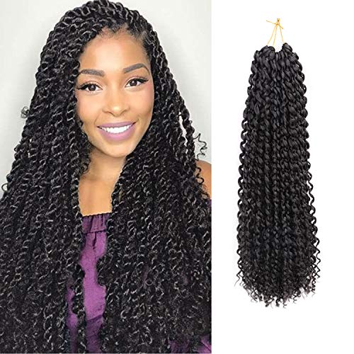 Sidaila 6 Packs Passion Twist Crochet Hair 18Inch Water Wave Hair for Passion Twist Braiding Hair Long Bohemian Hair Waterwave Braids Synthetic Hair Extensions (1B)