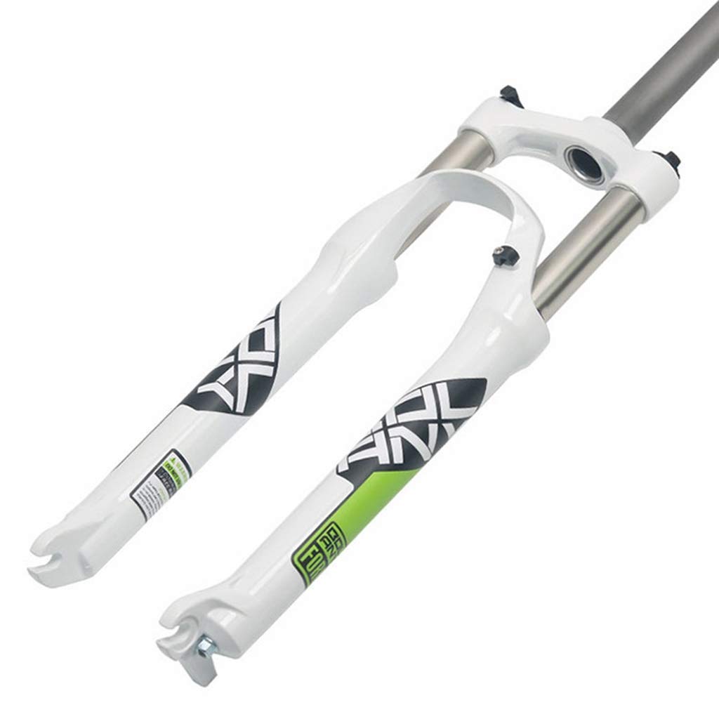 Widelec do roweru przedniego 24 cale stop MTB mechaniczny amortyzator barkowy hamulec tarczowy 100 mm ugięcie sprężyny 2380 g czarny biały