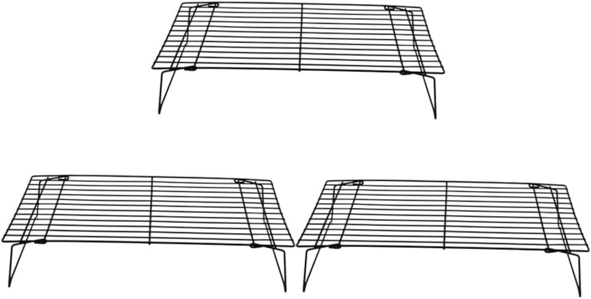 3pcs Thickened Carbon Steel Cake Mesh Heat Sink Household Bread Cooling Rack Resistant Cookie Rack Kitchen Grilling Supply