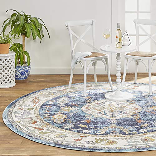 round navy rug nursery
