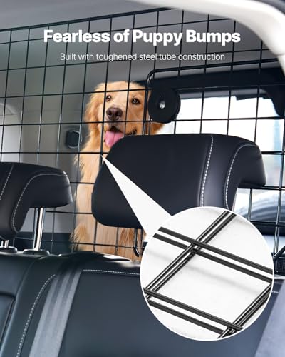 VEVOR Hunde Autobarriere einstellbare Trennwand Hundegitter (968 x 405 mm) Autoschutzgitter für die Rücksitze, Haustierbarriere aus Drahtgeflecht, universell passende Autobarriere für SUVs Lkws