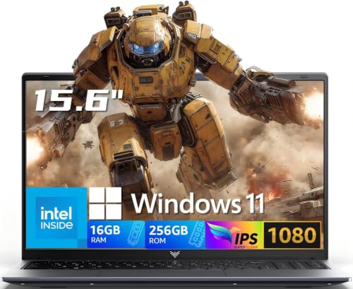 Image of 2026 Laptop 15.6 inch HD IPS Display Laptop with N95 Processor, Laptops 16GB RAM 256GB SSD Work Laptops UHD Graphics, Student Laptop Business Computer Light&Thin, Metal Shell, Webcam, Win, Type-C, USB3.2