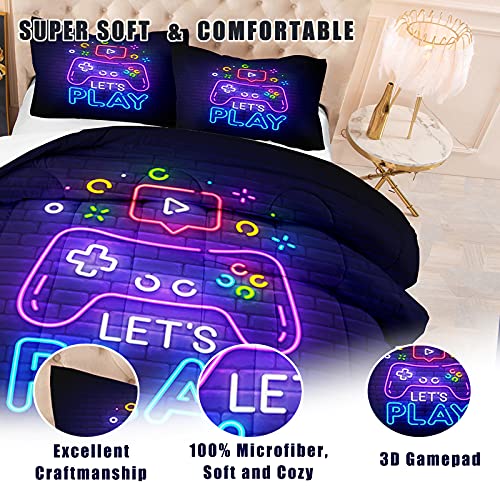 Ninenine Gaming Comforter Sets For Boys Full Size Bedding,Gamer Comforter For Kids Adult, Video Game Controller Bed Set With 1 Comforter 2 Pillowcases #TOP3