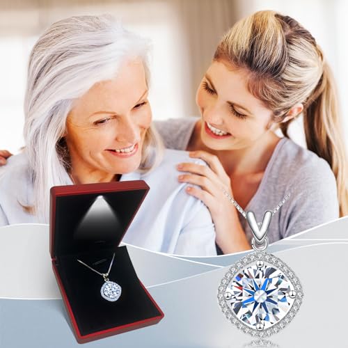 5 Carat Moissanite Pendant Necklace 18K White Gold Silver Plated Necklace with Moissanite D Color Ideal Cut Diamond Necklace, Valentine's Day Gift for Girlfriend Ladies Wife 6