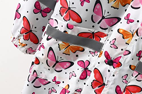 Kids Boys Girls Rain Jacket 𝗪aterproof Raincoat Outwear Toddlers Mudproof Windproof Reflective Strips3