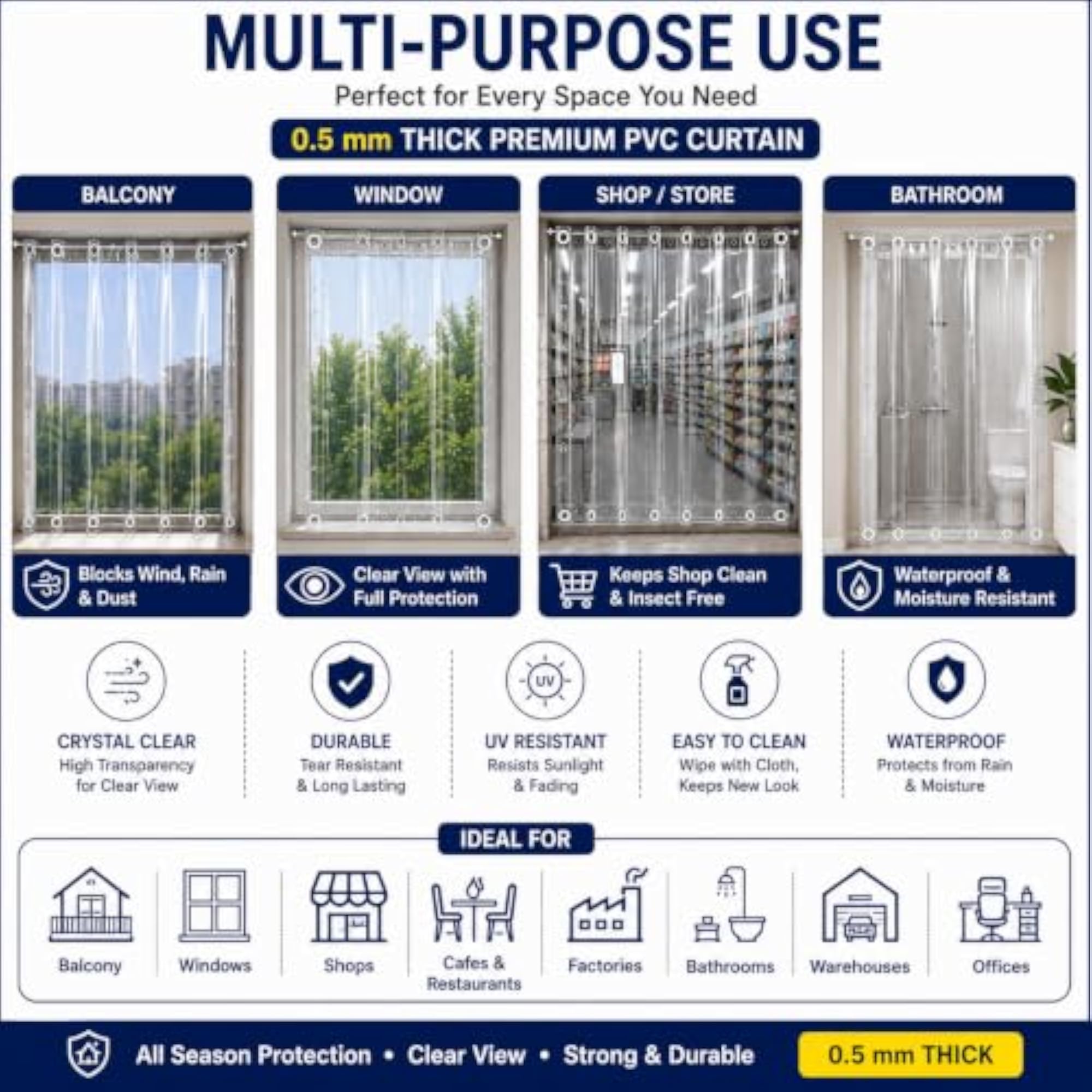 Climate Protect Covers, Transparent PVC Multi-Purpose Curtain