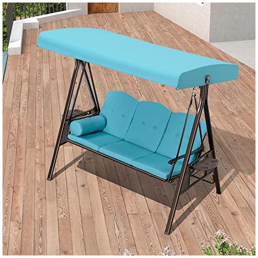 PURPLE LEAF 3Seat Deluxe Outdoor Patio Porch Swing with Weather