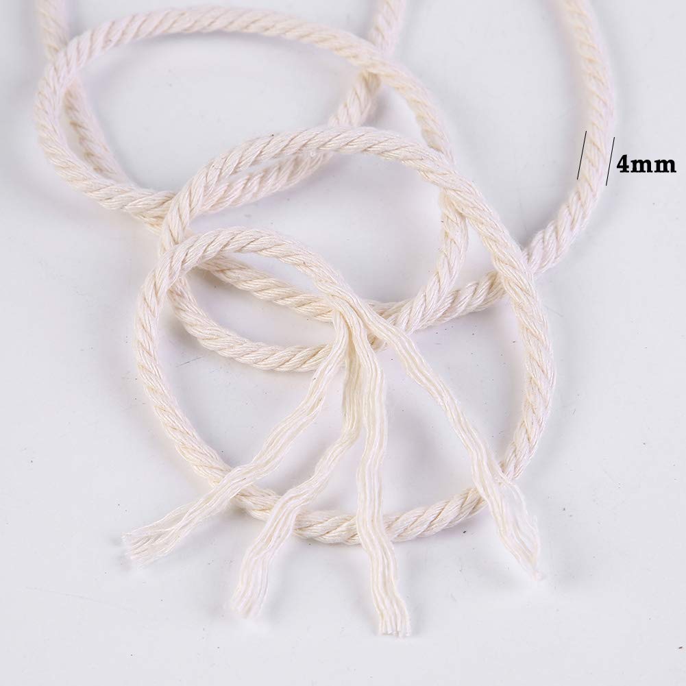 Cordón de macramé de 0.157 in x 109 yardas, cuerda de algodón 100% natural para suministros de macramé hechos a mano, colgar en la pared, ganchos de plantas, manualidades, tejer, proyectos decorativos 3