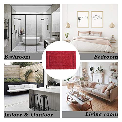 Tomoro Microfiber Non-Slip Bathroom Rug – Extra Absorbent And Quick Dry, Soft Luxury Hotel Door Carpet Shower Bath Mat Waterproof Non-Skid Backing (17.5 X 27 Inch, Red) #TOP5