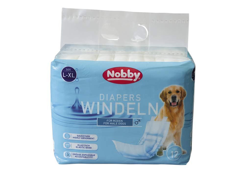 Nobby Nappies for Male Dogs, Pack of 12, L-XL, 60-80 cm