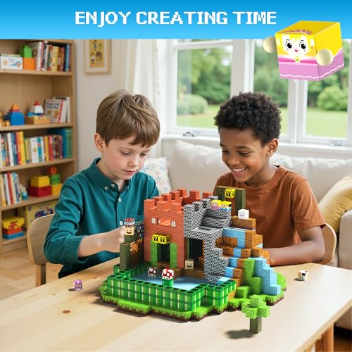 Magnetic Blocks - 150 PCS Magnets Game-Based Building Block for Ages 3,4,5,6,7,8,9,10,11 Kids Birthday Toy Sets Present, Stacking Cubes Construction Gift for Toddlers Boys & Girls, Castles and Dragon