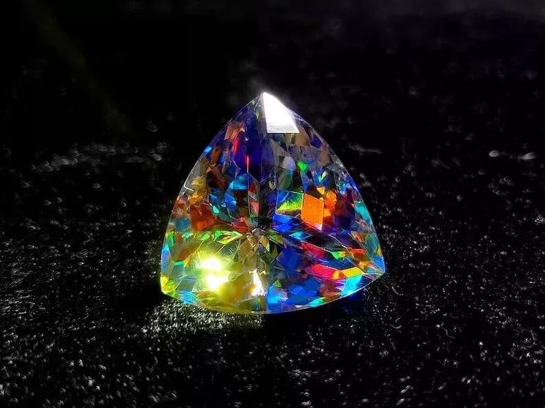 Natural 71.8 Ct Trillion Cut Mystic Topaz Rainbow Color EGL Cerrtified Loose Gemstone Collectable Gem Stone Perfect for Custom Jewelry Creation