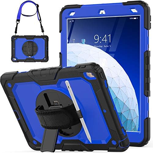SEYMCY for iPad Air 5th/4th Generation Case Kids, iPad Pro 11 Case Full Protection with Screen Protector/Rotating Hand Strap/Pencil Holder [3-Layer Protective] Air 2022/2020 10.9 Case - Camo Pink