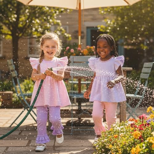 Kuriozud Toddler Baby Girl Clothes Sleeveless Shirts Tunic Top and Ruffle Pants Set 2 Piece Spring Summer Outfits (Striped Purple, 6-12 Months) by Kuriozud - Image 3