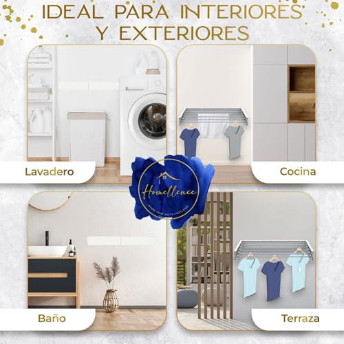 Miniatura 7 de Homellence Where Home Meets Excellence Tendedero Extensible Y Plegable De Pared Para Interiores Y Exteriores - Tenderete Elegante Para Montar En Paredes - Estendal Parede Blanco, 100 Cm