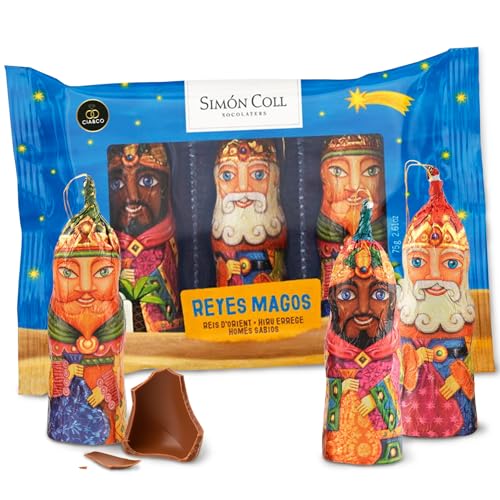 Cajita 3 Reyes Magos de Chocolate con Leche – Figuras Navideñas Cia&Co con Melchor, Gaspar y Baltasar · Sin Gluten · Decoración para Árbol · Dulce Tradicional de Navidad · 10 cm · 75 g