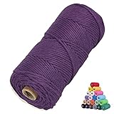 ✿ Quality Natural Cotton Cord: 3mm*109 yards macrame cotton craft cord, the cotton macrame rope is very soft, No chemical dyes. Durable that will be easy to work with. No scraps or recycled fabric, biodegradable, odor-free. Macrame Cord 3mm is the gr...