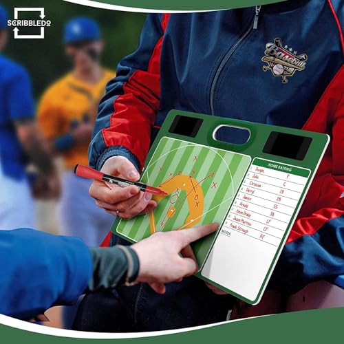 Baseball Dry Erase Lineup Board 15x10.5 Double Sided Coaching Whiteboard with 2 Markers Softball and Baseball Scorekeeping Accessories