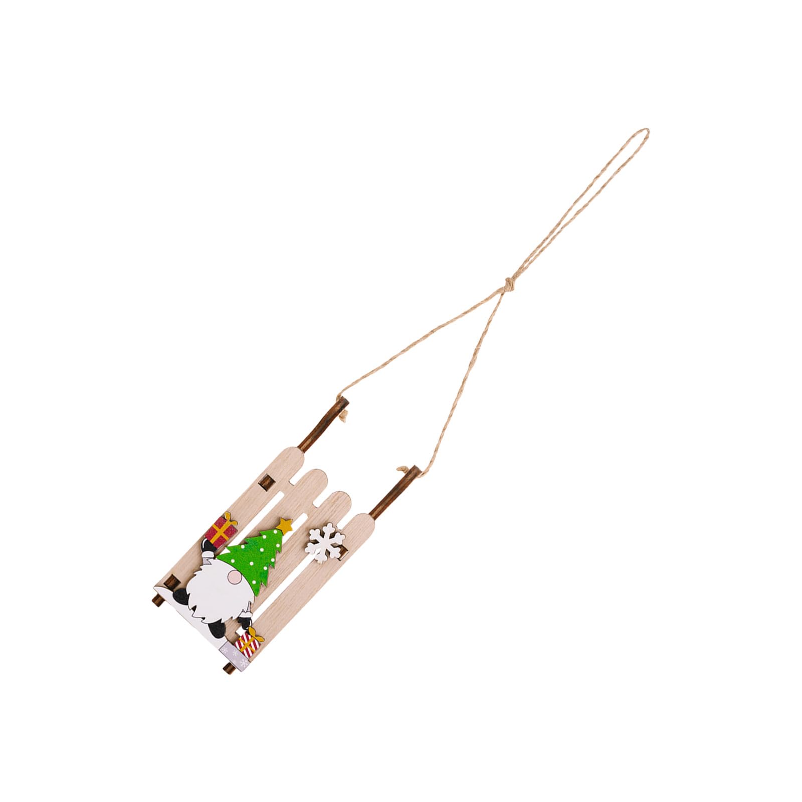 Elnwnnkc Handcrafted Wooden Sled with Dwarf Ornament Easy Hanging Festival Home Decoration Christmas Party Supplies Wooden Christmas Hanging Decoration