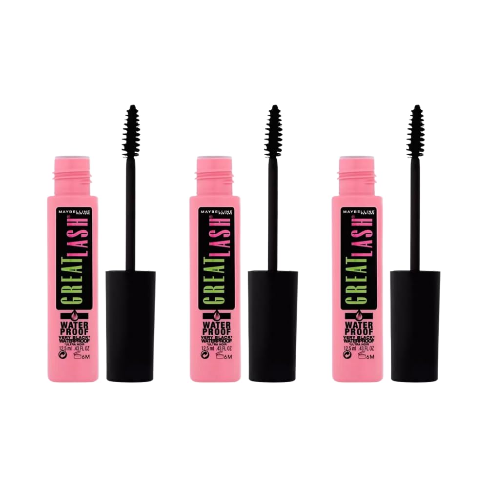 Maybelline Great Lash Waterproof Mascara, Very Black [111], 0.43 oz (Pack of 5)