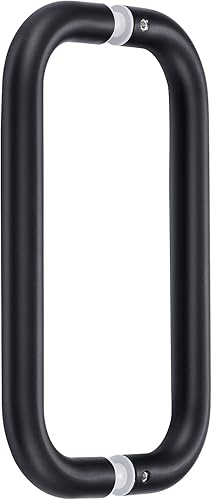 Miniatura 4 de Ranbo Manija tubular de puerta de ducha trasera con espalda negra mate de 6 pulgadas (CTC), manijas de 34 pulgadas de diámetro con arandelas de