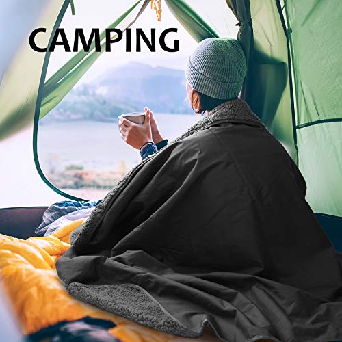 Image of Tirrinia Large Waterproof Outdoor Blanket, Soft Warm Windproof Stadium Blanket with Sherpa Fleece and Foldable for Outdoor Sport, Baseball, Football, Beach, Concerts, Car