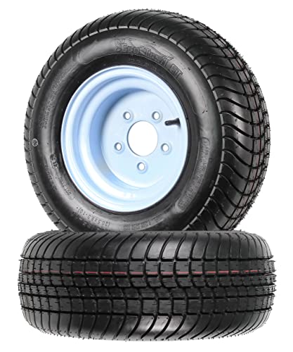 eCustomrim 2-Pack Trailer Tire Rim Assembly 205/65-10 20.5X8.0-10 10 Inch Load Range C 5 Lug White Wheel - 2 Year Warranty w/Roadside