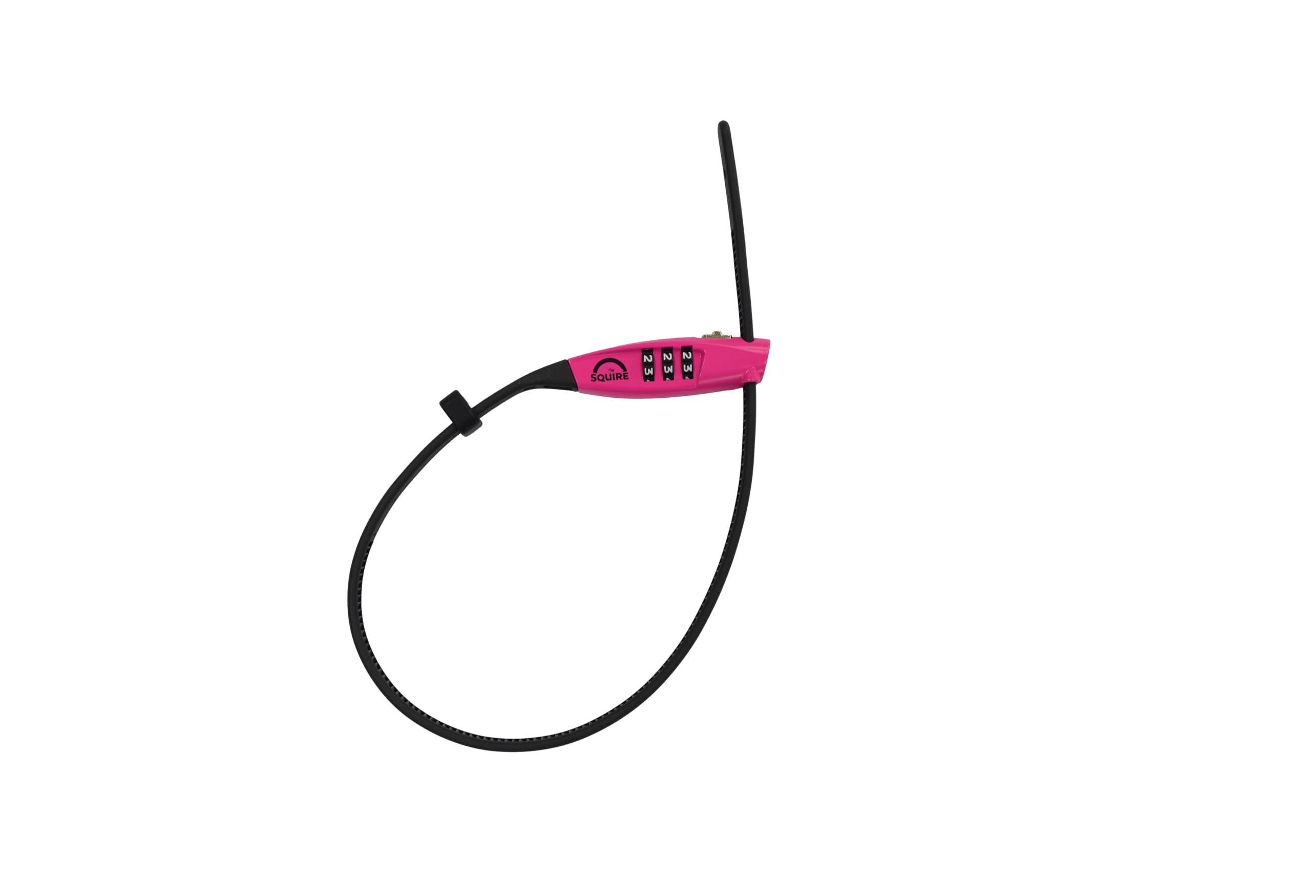 Squire Pink Bike Locks Straplok™ Combi 10 - Ultra-Lightweight Multi-Functional Zip-Tie Style Café Bike Lock With 10Mm Stainless Steel Core, 450Mm Length, 3-Wheel Recodable Combination