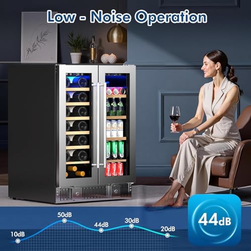 Image of Antarctic Star 24 inch Dual Zone Wine Cooler, Built-In, 21 Bottles & 88 Cans