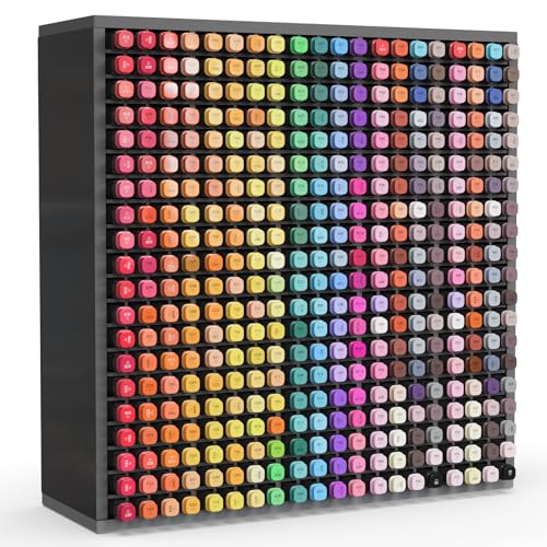 SANFURNEY 400 Slots Marker Organizer for Desk, Stackable, Black
