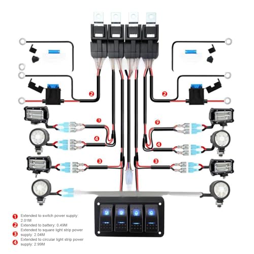 Barre lumineuse LED faisceau de câbles et panneau de commutation