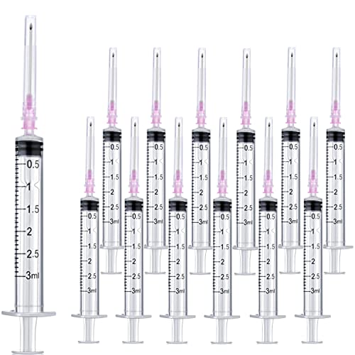 100 Pack 3ml 18Ga Lab Syringe Tools with Measurement, Individually Packed