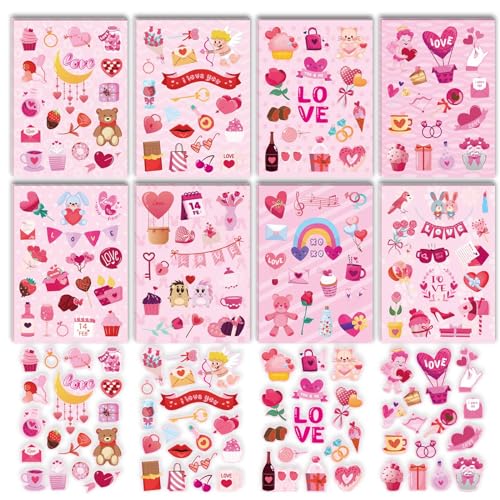 Pegatinas de amor, pegatinas de corazón de vinilo impermeables, románticas pegatinas de San Valentín, pegatinas de amor para portátil, álbumes de recortes y manualidades decorativas
