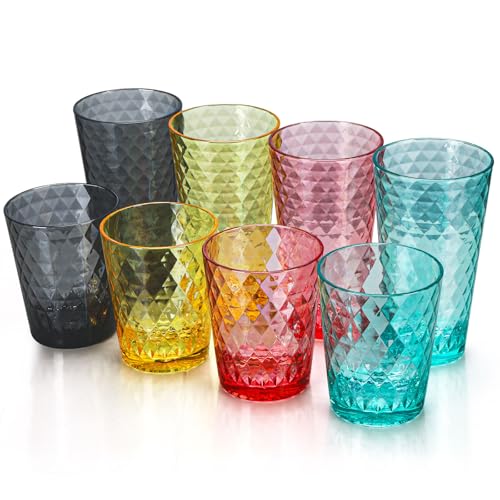 AKMQYM BPA-Free Plastic Tumblers 8 Pack (4x16oz+4×22oz) | Reusable Dishwasher